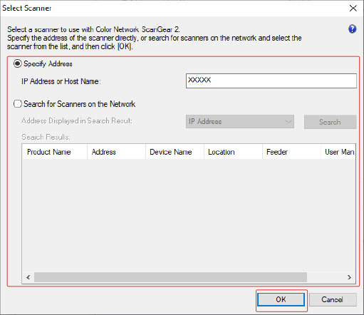 [Windows] Løsninger for fejlmeddelelser (Color Network ScanGear 2)