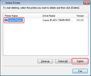 remove canon printer drivers windows 7