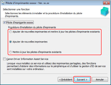 Sélection de [Connexion USB] pour installer - Canon - Windows Pilote d' imprimante UFR II/UFRII LT - Guide d'installation