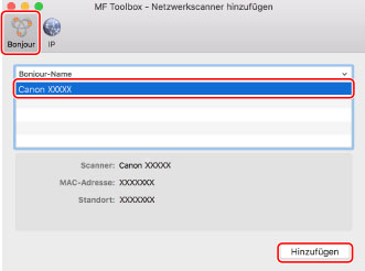 Registrieren Eines Mf Toolbox Kompatiblen Scanners Canon Macos Scangear Mf Anwenderhandbuch