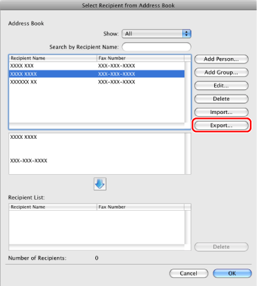 exporting address book from canon ir adv c5235