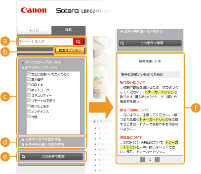 電子マニュアルの画面構成 Canon Satera Lbp6240 Lbp6230 ユーザーズガイド 製品マニュアル