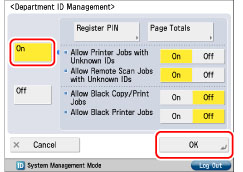 Specifying Department ID Management - Canon - imageRUNNER ADVANCE