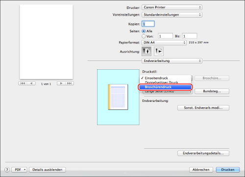 Drucken Einer Broschure Mac Os Canon Imagerunner Advance C3330i C3325i C33 C33i Anwenderhandbuch