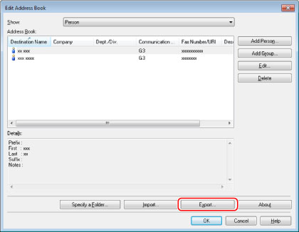 exporting address book from canon ir adv c5235