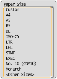 Paper Size and Type Settings