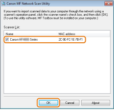 Registering the Scanner in MF Network Scan Utility - - imageRUNNER 2202N User's Guide Manual)