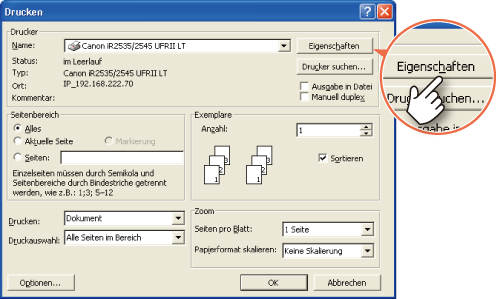 Festlegen der Druckertreibereinstellungen
