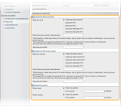 Configuracion De Las Opciones De Ipsec Canon Lbp852cx Guia De Usuario