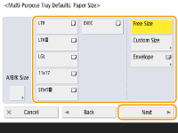 Paper Size and Type Settings